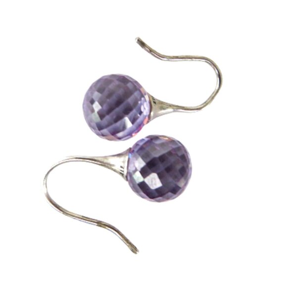 Pandora Morning Dew Purple CZ and Sterling Silver Dangle Earrings 290552ACZ - Picture 5 of 7